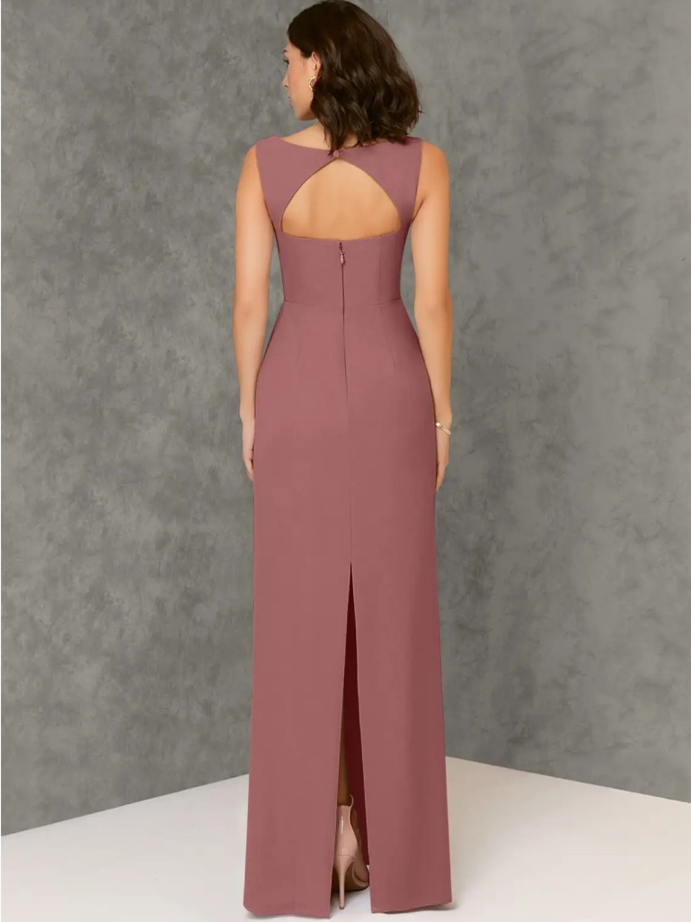 Azazie Desert Rose Square-Neck Column Bridesmaid Dress - Picture 2 of 3